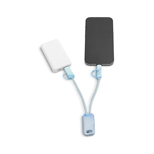 multicolor BERNERS. Cable USB 6 en 1 ultrarrápido en PET reciclado (100% rPET)