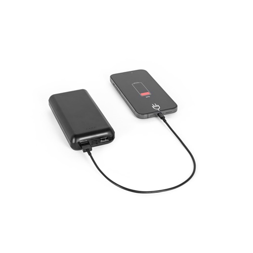 black LEAKEY 20. Batería externa de 20\'000 mAh en ABS reciclado (100% rABS)