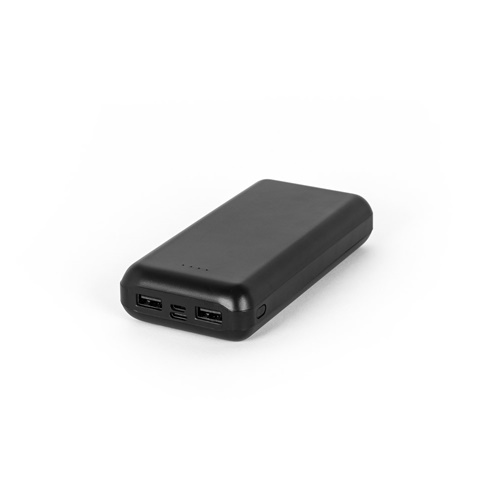 negro LEAKEY 20. Batería externa de 20'000 mAh en ABS reciclado (100% rABS)