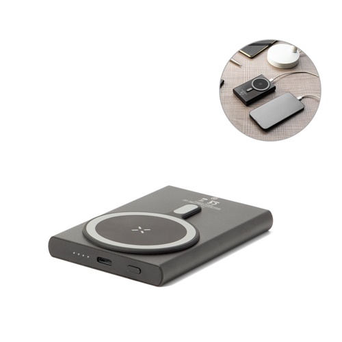 WRIGHT 5. POWER BANK MAGNÉTICO CON CARGA ULTRARRÁPIDA EN ALUMINIO RECICLADO Y ABS RECICLADO 5'000 MAH