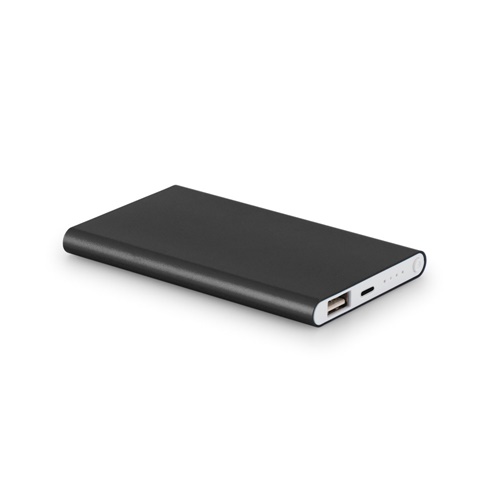 MARCET. Power bank slim 4'000 mAh, fabricado en ABS reciclado (70 % rABS) y aluminio reciclado (30 % rAL)