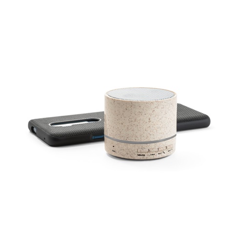 natural RE-LINEU. Altavoz portátil de 3 W con 4 h 30 min de autonomía en fibra de paja y ABS reciclado (100% rABS)