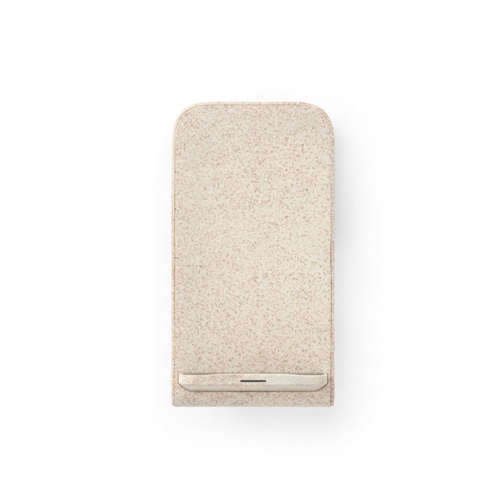 ENGLERT. Soporte para smartphone con cargador inalámbrico, rápido, de 10 W en ABS reciclado (70% rABS) y fibra de paja de trigo