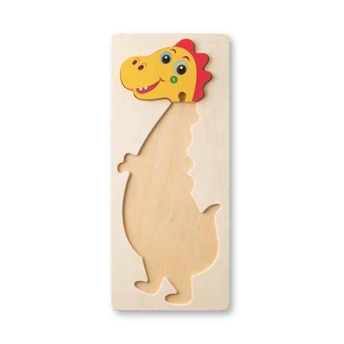 natural claro DIPLODOCO. Rompecabezas con forma de dinosaurio hecho en madera contrachapada de pino