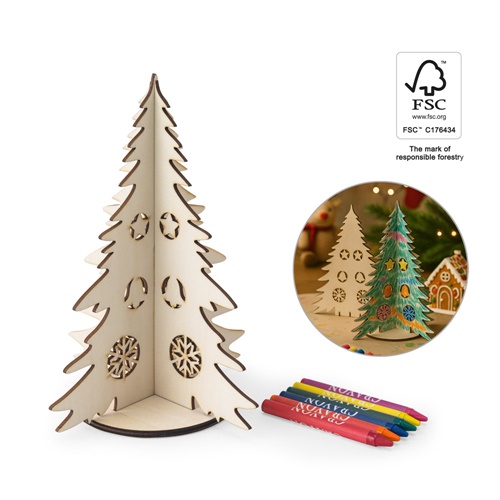 PINERY. ÁRBOL DE NAVIDAD DE MADERA PLEGABLE PARA COLOREAR