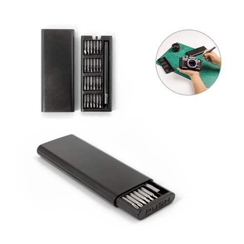 ATOM. JUEGO DE DESTORNILLADORES CON DIFERENTES PUNTAS MAGNÉTICAS DE ACERO AL CARBONO