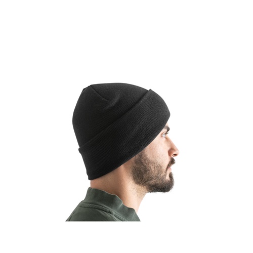 black CARL. Gorro unisex de doble capa de poliéster reciclado (100% rPET)