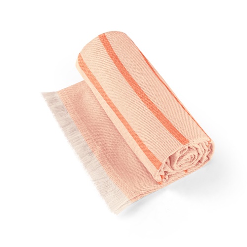 orange CAPLAN. Toalla multifuncional (260 g/m²) fabricada en algodón ligero y resistente (90%) y algodón reciclado (10%)