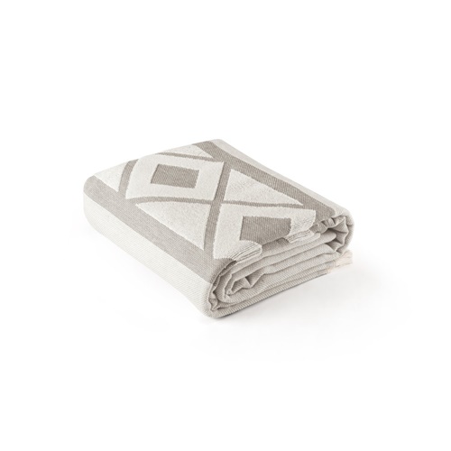 gris claro MALEK. Toalla de baño y multifuncional (350g/m²) fabricada en algodón ligero y resistente (85%) y algodón reciclado (15%)