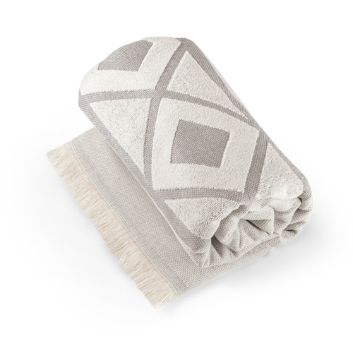 gris claro MALEK. Toalla de baño y multifuncional (350g/m²) fabricada en algodón ligero y resistente (85%) y algodón reciclado (15%)