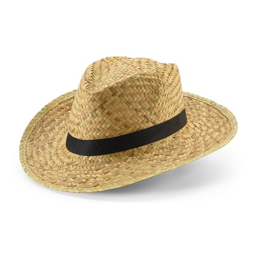 negro JEAN POLI. Sombrero de paja natural