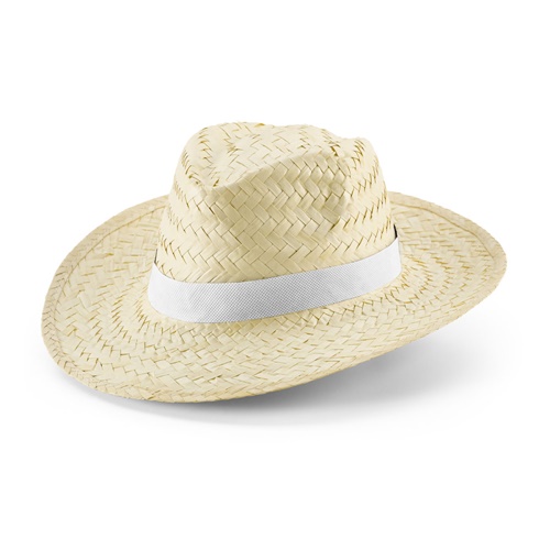 blanco EDWARD POLI. Sombrero de paja natural con cinta de poliéster
