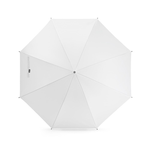 white APOLO. Paraguas fabricado en pongee poliéster reciclado (100% rPET) con apertura automática