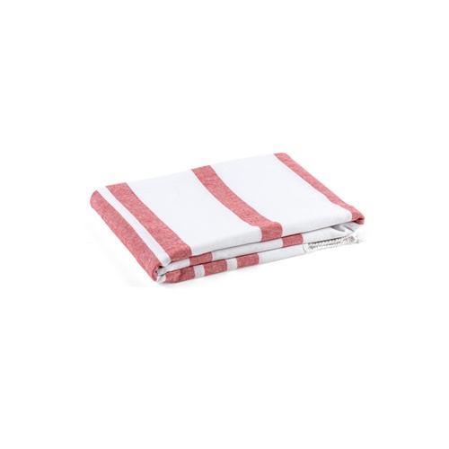 red SARDENHA. Toalla de playa de algodón (70% reciclado) y poliéster (30% reciclado) (180 g/m²)