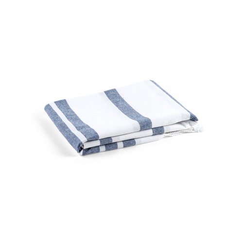 azul marino SARDENHA. Toalla de playa de algodón (70% reciclado) y poliéster (30% reciclado) (180 g/m²)