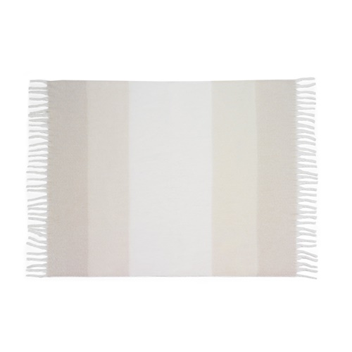 beige COMFY. Manta de poliéster reciclado (100 % rPET) (300 g/m²), con tacto de mohair