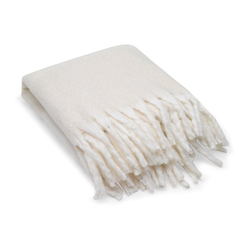 beige COMFY. Manta de poliéster reciclado (100 % rPET) (300 g/m²), con tacto de mohair