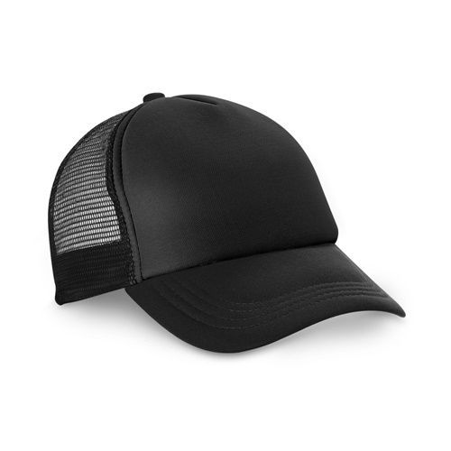 negro NICOLA BK. Gorra de poliéster y malla (150 g/m²)