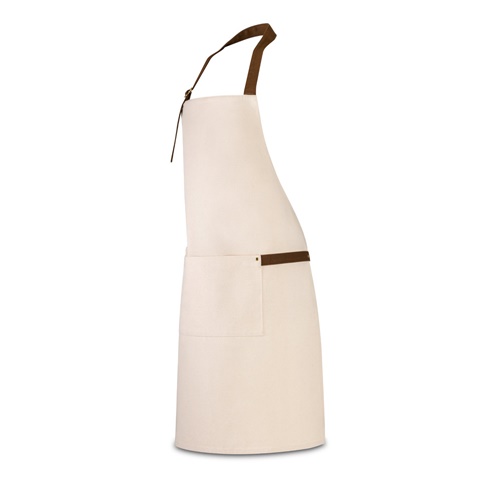 natural claro HOLM. Delantal de lona 100% algodón (320 g/m²) con detalles metálicos
