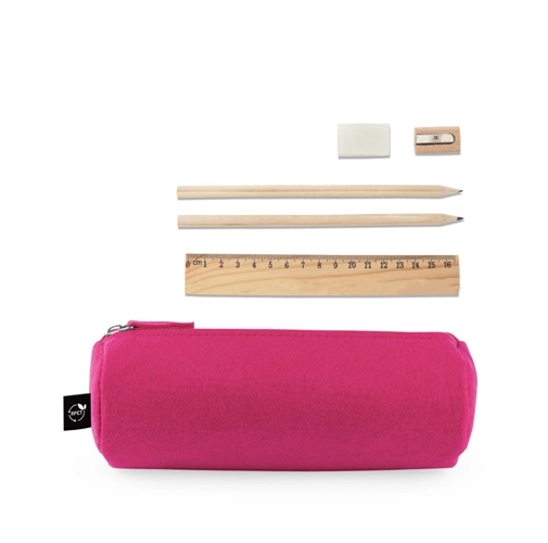 NOMAD. Estuche multiusos en fieltro reciclado (100% rPET) con regla, lápices, goma y sacapuntas