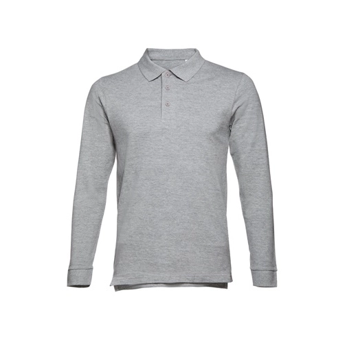 gris claro matizado THC BERN. Polo de manga larga para hombre