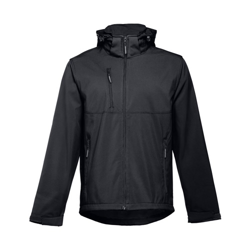 black THC ZAGREB. Chaqueta softshell para hombre, con capucha removible