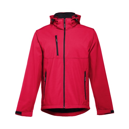 red THC ZAGREB. Chaqueta softshell para hombre, con capucha removible
