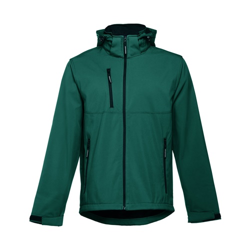 verde oscuro THC ZAGREB. Chaqueta softshell para hombre, con capucha removible
