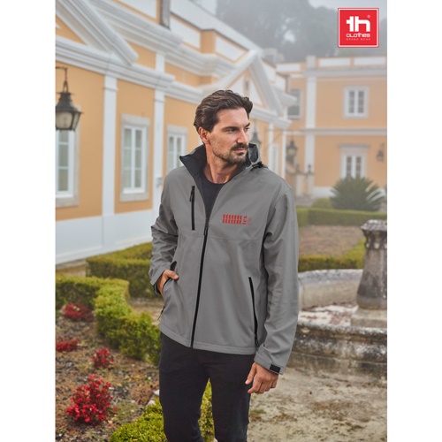 THC ZAGREB. Chaqueta softshell para hombre, con capucha removible