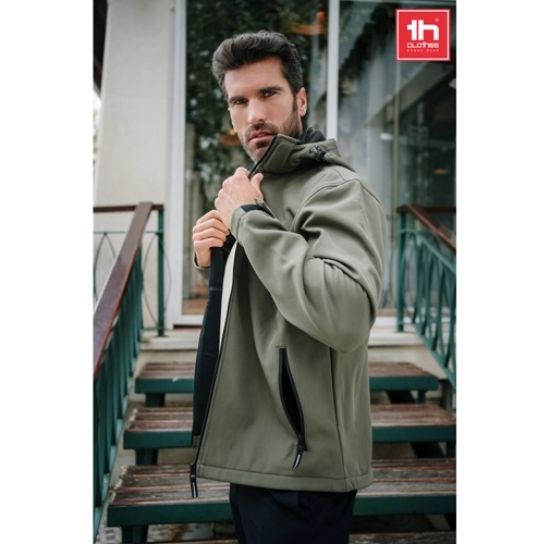 THC ZAGREB. Chaqueta softshell para hombre, con capucha removible