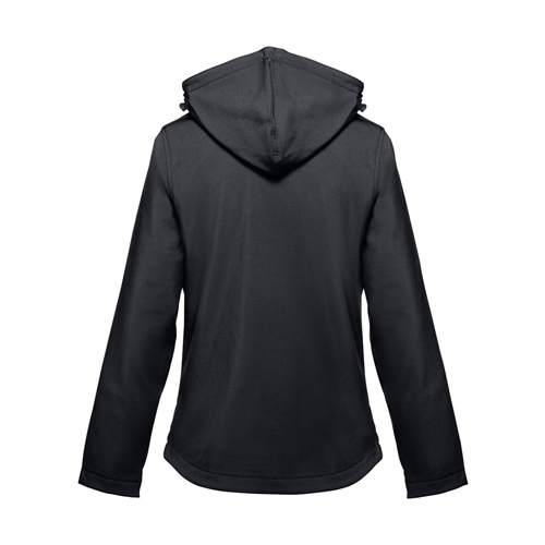 black THC ZAGREB WOMEN. Chaqueta softshell para mujer, con capucha removible