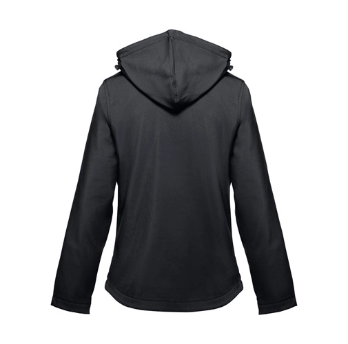 black THC ZAGREB WOMEN. Chaqueta softshell para mujer, con capucha removible