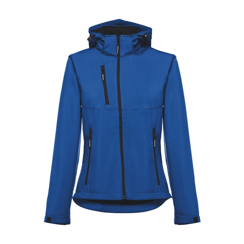 azul royal THC ZAGREB WOMEN. Chaqueta softshell para mujer, con capucha removible