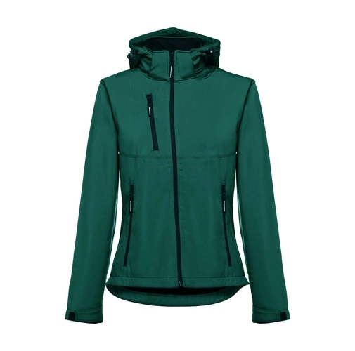 verde oscuro THC ZAGREB WOMEN. Chaqueta softshell para mujer, con capucha removible