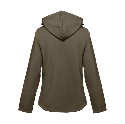 verde militar THC ZAGREB WOMEN. Chaqueta softshell para mujer, con capucha removible