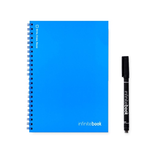 azul royal INFINITEBOOK PLAIN A5. Infinitebook con tapa flexible y 15 páginas de pizarra blanca lisas