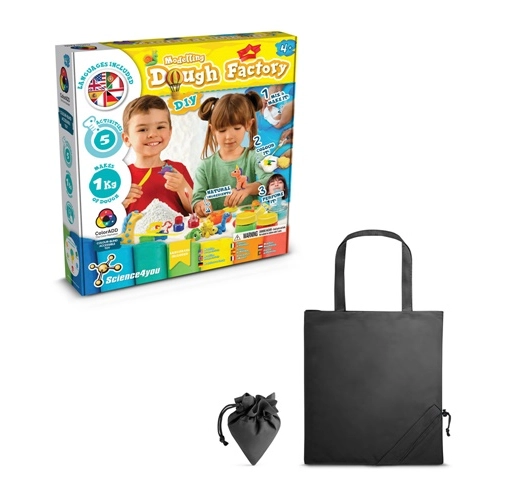 black Modeling Dough Factory Kit II. Juego educativo suministrado con una bolsa de regalo plegable de 190T