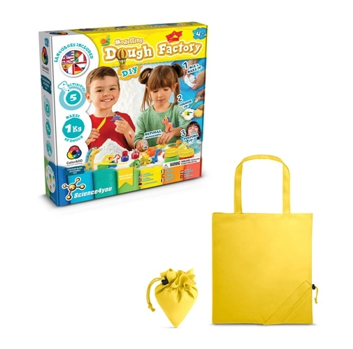 yellow Modeling Dough Factory Kit II. Juego educativo suministrado con una bolsa de regalo plegable de 190T