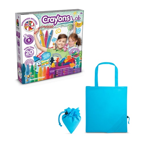 azul claro Crayon Factory Kit II. Juego educativo suministrado con una bolsa de regalo plegable de 190T
