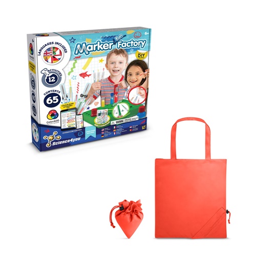 red DIY Pen Factory Kit II. Kit educativo suministrado con una bolsa de regalo plegable de 190T