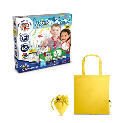 yellow DIY Pen Factory Kit II. Kit educativo suministrado con una bolsa de regalo plegable de 190T