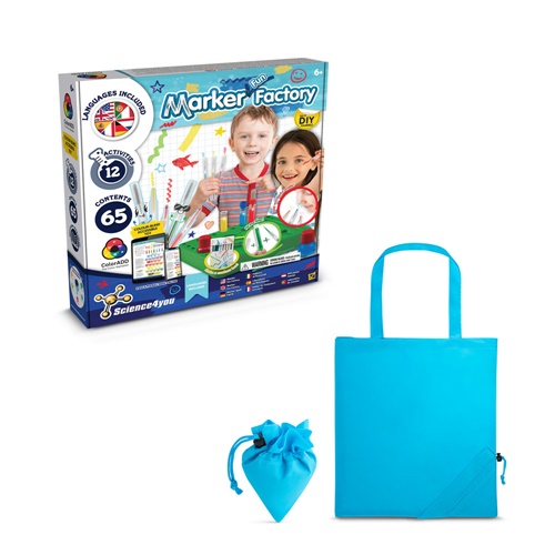 azul claro DIY Pen Factory Kit II. Kit educativo suministrado con una bolsa de regalo plegable de 190T