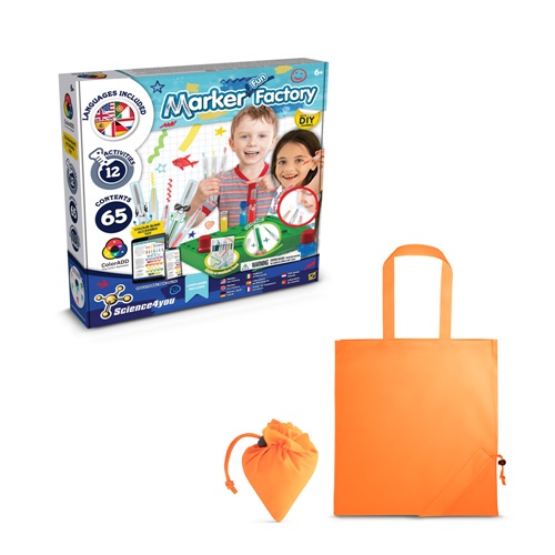 orange DIY Pen Factory Kit II. Kit educativo suministrado con una bolsa de regalo plegable de 190T