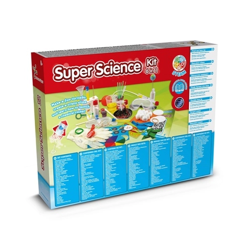 white 6 in 1 Super Science Kit II. Kit educativo suministrado con una bolsa de regalo de papel kraft (100 g/m²)