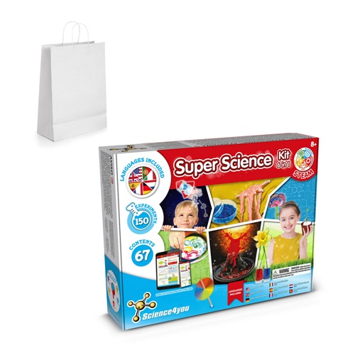 6 in 1 Super Science Kit II. Kit educativo suministrado con una bolsa de regalo de papel kraft (100 g/m²)