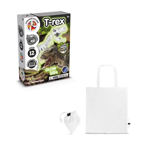 white Fossil Excavation Kit V. Juego educativo suministrado con una bolsa de regalo plegable de 190T