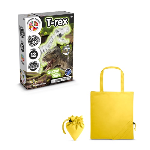 yellow Fossil Excavation Kit V. Juego educativo suministrado con una bolsa de regalo plegable de 190T