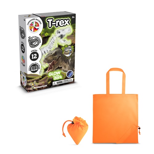 orange Fossil Excavation Kit V. Juego educativo suministrado con una bolsa de regalo plegable de 190T