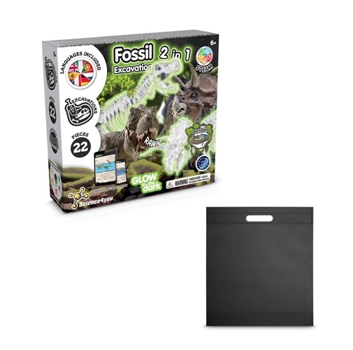 2 in 1 Fossil Excavation Kit IV. Juego educativo suministrado con una bolsa de regalo de non woven (80 g/m²)