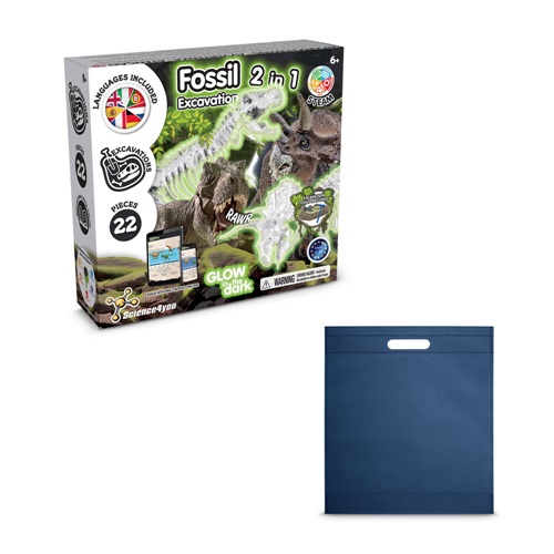 blue 2 in 1 Fossil Excavation Kit IV. Juego educativo suministrado con una bolsa de regalo de non woven (80 g/m²)